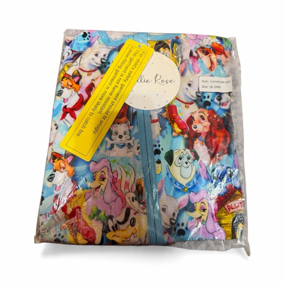 Disney Dogs Print Kids Bamboo Footie